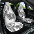 Aotearoa Moko Tribal Tattoo Car Seat Cover New Zealand Maori Penguin and Fantail White Color