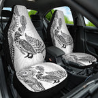 Aotearoa Moko Tribal Tattoo Car Seat Cover New Zealand Maori Penguin and Fantail White Color