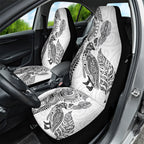 Aotearoa Moko Tribal Tattoo Car Seat Cover New Zealand Maori Penguin and Fantail White Color