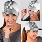 Aotearoa Moko Tribal Tattoo Classic Cap New Zealand Maori Penguin and Fantail White Color