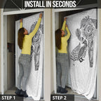 Aotearoa Moko Tribal Tattoo Door Cover New Zealand Maori Penguin and Fantail White Color