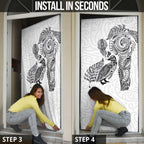 Aotearoa Moko Tribal Tattoo Door Cover New Zealand Maori Penguin and Fantail White Color