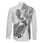 Aotearoa Moko Tribal Tattoo Family Matching Mermaid Dress and Hawaiian Shirt New Zealand Maori Penguin and Fantail White Color