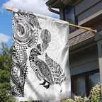 Aotearoa Moko Tribal Tattoo Garden Flag New Zealand Maori Penguin and Fantail White Color