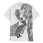 Aotearoa Moko Tribal Tattoo Hawaiian Shirt New Zealand Maori Penguin and Fantail White Color