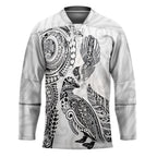 Aotearoa Moko Tribal Tattoo Hockey Jersey New Zealand Maori Penguin and Fantail White Color