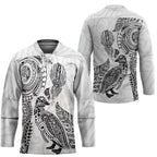 Aotearoa Moko Tribal Tattoo Hockey Jersey New Zealand Maori Penguin and Fantail White Color
