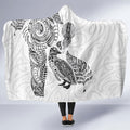 Aotearoa Moko Tribal Tattoo Hooded Blanket New Zealand Maori Penguin and Fantail White Color