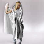 Aotearoa Moko Tribal Tattoo Hooded Blanket New Zealand Maori Penguin and Fantail White Color