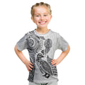 Aotearoa Moko Tribal Tattoo Kid T Shirt New Zealand Maori Penguin and Fantail White Color
