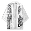 Aotearoa Moko Tribal Tattoo Kimono New Zealand Maori Penguin and Fantail White Color