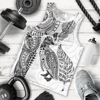 Aotearoa Moko Tribal Tattoo Men Tank Top New Zealand Maori Penguin and Fantail White Color
