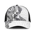 Aotearoa Moko Tribal Tattoo Mesh Trucker Cap New Zealand Maori Penguin and Fantail White Color