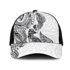 Aotearoa Moko Tribal Tattoo Mesh Trucker Cap New Zealand Maori Penguin and Fantail White Color