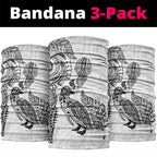 Aotearoa Moko Tribal Tattoo Neck Gaiter New Zealand Maori Penguin and Fantail White Color