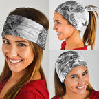 Aotearoa Moko Tribal Tattoo Neck Gaiter New Zealand Maori Penguin and Fantail White Color