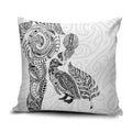 Aotearoa Moko Tribal Tattoo Pillow Cover New Zealand Maori Penguin and Fantail White Color