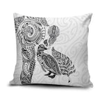 Aotearoa Moko Tribal Tattoo Pillow Cover New Zealand Maori Penguin and Fantail White Color