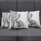 Aotearoa Moko Tribal Tattoo Pillow Cover New Zealand Maori Penguin and Fantail White Color