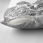 Aotearoa Moko Tribal Tattoo Pillow Cover New Zealand Maori Penguin and Fantail White Color