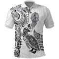 Aotearoa Moko Tribal Tattoo Polo Shirt New Zealand Maori Penguin and Fantail White Color
