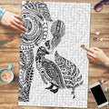 Aotearoa Moko Tribal Tattoo Puzzle New Zealand Maori Penguin and Fantail White Color