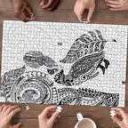 Aotearoa Moko Tribal Tattoo Puzzle New Zealand Maori Penguin and Fantail White Color