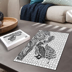 Aotearoa Moko Tribal Tattoo Puzzle New Zealand Maori Penguin and Fantail White Color