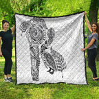 Aotearoa Moko Tribal Tattoo Quilt New Zealand Maori Penguin and Fantail White Color