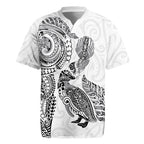 Aotearoa Moko Tribal Tattoo Rugby Jersey New Zealand Maori Penguin and Fantail White Color