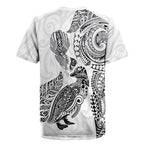 Aotearoa Moko Tribal Tattoo Rugby Jersey New Zealand Maori Penguin and Fantail White Color