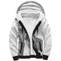 Aotearoa Moko Tribal Tattoo Sherpa Hoodie New Zealand Maori Penguin and Fantail White Color
