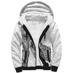 Aotearoa Moko Tribal Tattoo Sherpa Hoodie New Zealand Maori Penguin and Fantail White Color