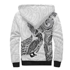 Aotearoa Moko Tribal Tattoo Sherpa Hoodie New Zealand Maori Penguin and Fantail White Color