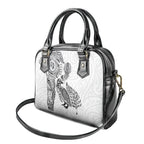 Aotearoa Moko Tribal Tattoo Shoulder Handbag New Zealand Maori Penguin and Fantail White Color