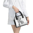 Aotearoa Moko Tribal Tattoo Shoulder Handbag New Zealand Maori Penguin and Fantail White Color