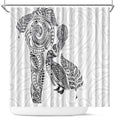 Aotearoa Moko Tribal Tattoo Shower Curtain New Zealand Maori Penguin and Fantail White Color