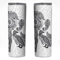 Aotearoa Moko Tribal Tattoo Skinny Tumbler New Zealand Maori Penguin and Fantail White Color