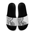 Aotearoa Moko Tribal Tattoo Slide Sandals New Zealand Maori Penguin and Fantail White Color