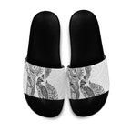 Aotearoa Moko Tribal Tattoo Slide Sandals New Zealand Maori Penguin and Fantail White Color