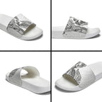 Aotearoa Moko Tribal Tattoo Slide Sandals New Zealand Maori Penguin and Fantail White Color