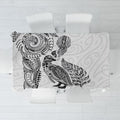Aotearoa Moko Tribal Tattoo Tablecloth New Zealand Maori Penguin and Fantail White Color