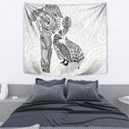 Aotearoa Moko Tribal Tattoo Tapestry New Zealand Maori Penguin and Fantail White Color