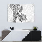 Aotearoa Moko Tribal Tattoo Tapestry New Zealand Maori Penguin and Fantail White Color