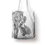 Aotearoa Moko Tribal Tattoo Tote Bag New Zealand Maori Penguin and Fantail White Color