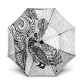Aotearoa Moko Tribal Tattoo Umbrella New Zealand Maori Penguin and Fantail White Color