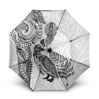 Aotearoa Moko Tribal Tattoo Umbrella New Zealand Maori Penguin and Fantail White Color