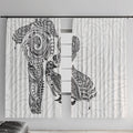 Aotearoa Moko Tribal Tattoo Window Curtain New Zealand Maori Penguin and Fantail White Color