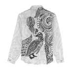 Aotearoa Moko Tribal Tattoo Women Casual Shirt New Zealand Maori Penguin and Fantail White Color