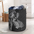 Aotearoa Moko Tribal Tattoo Laundry Basket New Zealand Maori Penguin and Fantail Black Color